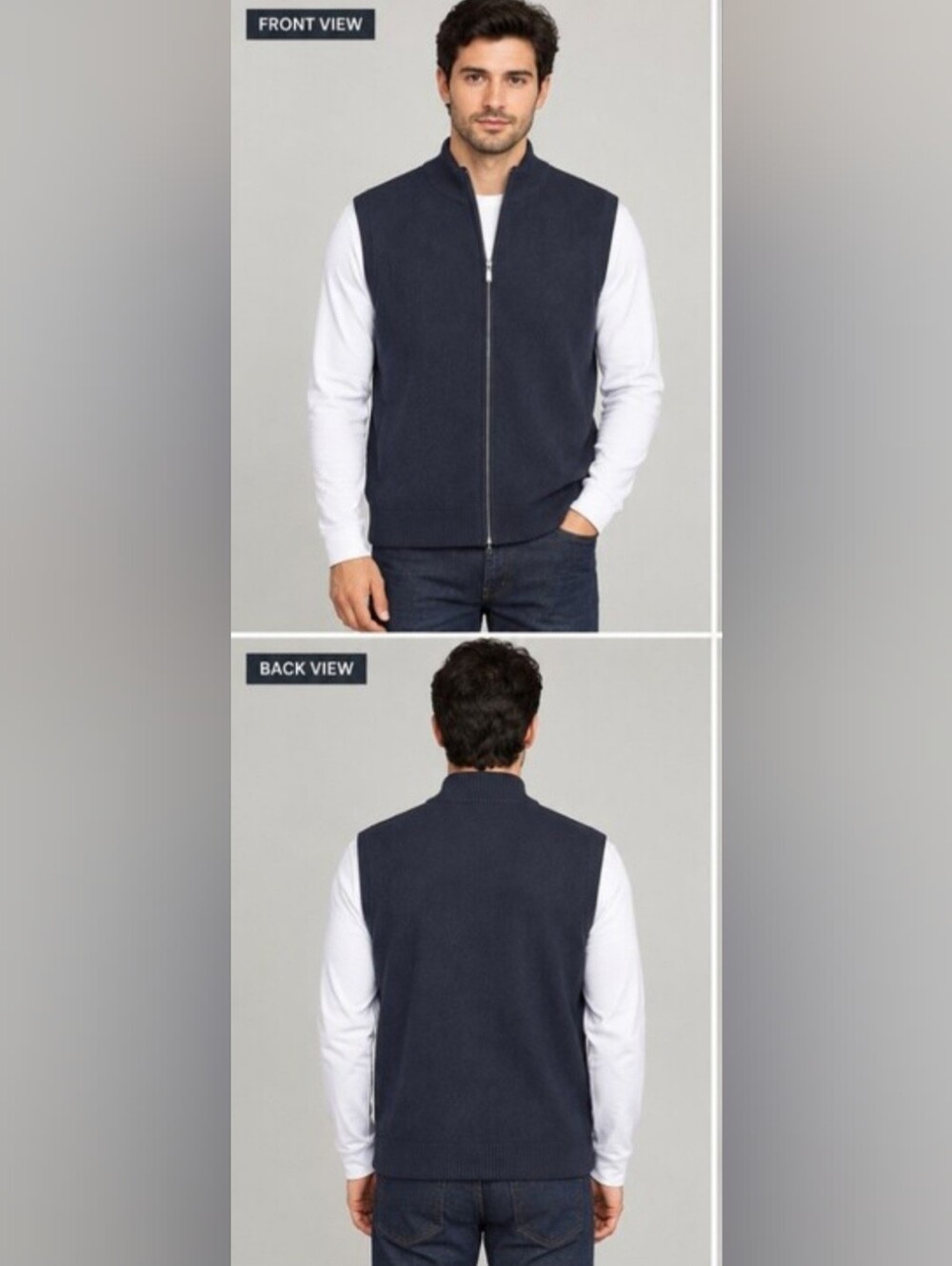 Alex  Cannon Men's Navy Zip Front Sweater Vest Size Xl